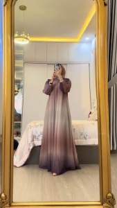 Viona Gamis Set Hijab Ceruty Elegan Mewah Gamis Wanita Muslim Premium Busui Friendly Dress Lebaran 2025