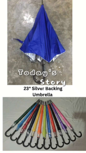 Shielded Elegance 23-Inch Silver-Backed Umbrella with J-Shaped Handle for Men and Women