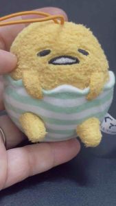 Trứng lười lông xù với vỏ sọc xanh lá trắng dễ thương 8cm