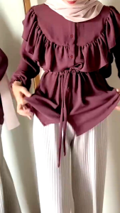 Blouse Crincle Wanita Remaja Korean Look & Ukuran S-5L