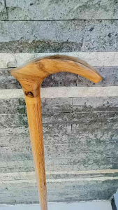 Tongkat jalan kayu kelor Jawa motif pipih R28