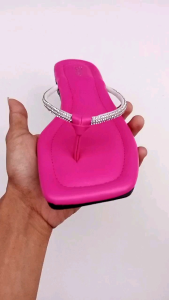 SANDAL jepit wanita Angel kasual kristal blink blink 37-40 tebal hak 2cm