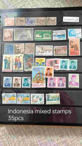 Pre-owned Indonesia assorted postal stamps collection mix era 35pcs  *Actual stamps picture taken from album.   All orders will be shipped within two working days.   Free courier delivery with tracking number value related insurances and compensation