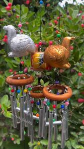 โมบายแขวน นกคุ้มสีและเงินทอง โมบายกระดิ่งลม