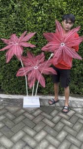 Standing Bunga Dekorasi Pelaminan Motiv Bunga diameter 60cm Bahan Kain Organdi 3 Cabang Lampu Taman Hias Ruang Tamu Kamar untuk Tampilan Estetik