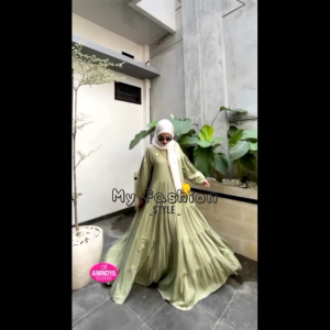Anindya Fashion Presents Fashion Muslim Rachel Dress Model Canda Super Mayung Dengan Desain Polos Wudhu dan Busui Friendly Bahan Rayon Twill Premium Good Quality Halus Adem Look Elegant Casual Simple Kekinian By Elsafa Gamis Susun Terbaru 2023