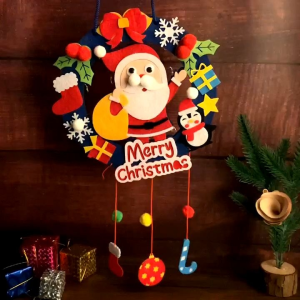 Bộ Vòng Hoa Handmade Có Đèn Led Treo Trang Trí Cây Thông Noel Mùa Giáng Sinh DIY