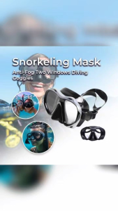 Anti-Fog Scuba Diving Mask Snorkeling Eyewear Two-Window Swim Goggles dengan Bingkai PC & Silikon Lembut Dewasa