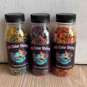 Udang kering untuk ikan channa Pakan Kemasan botol 100ml mix yellow blue red