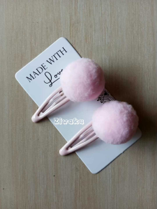 Jepit rambut NONA 2pcs jepitan rambut anak Pompom aksesoris rambut Ziwaku