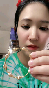 กำไลไข่มุกแท้ มุกขนาด5-6mm มุกสีโอรสอ่อน ขนาดข้อมือ14-16cm