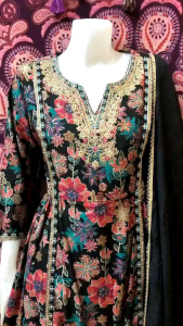 🌟Premium Muslin silk emb lace with mirror work Party wear dress 3 pcs se🎯ชุดเดรสอินเดียเกรดพรีเมี่ยม พร้อมส่ง