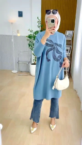 Tunik Batwing Atasan Wanita Terbaru Kaos Knit / Tunik Cantik Kekinian / Tunik Terlaris Termurah