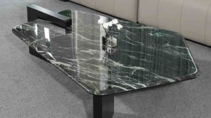 Bàn trà đơn Sofa phòng khách POLYGON mặt đá cẩm thạch với chân gỗ sang trọng hiện đại BN-10