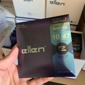 สายกีต้าร์โปร่งเคลือบกันสนิม ยี้ห้อ Ellen (ราคาประหยัด ฟรีปิ๊กกีต้าร์) ของแท้ รุ่นใหม่ สายกีต้าร์โปร่งไฟฟ้า สายกีตาร์โป่ง