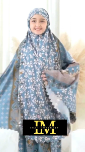 (couple) Mukena Anak Tanggung Sutra Silk Selin Lasercut 2in1 Tas Cantik Mukenah ibu anak cantik mewah elegant