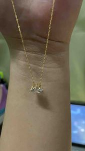 PAWNABLE 18K Saudi Gold Twisted Chain Necklace(thin) with Zircon Pendant in 18K Setting✨