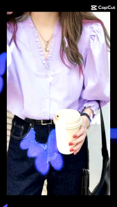 TM 8071 Kemeja Bonitta V neck shirt import