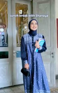 Couple Baju Muslim Pasangan Gamis Busui Dan Kemeja Pria Lengan Panjang Kondangan Kekinian Bahan Silk Dress Busui Motif Syabana Tebaru