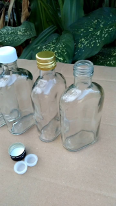 BOTOL KACA GEPENG BENING 250ML Barang Rekondisi (isi paket 10 pcs)