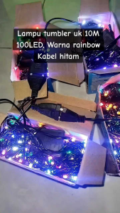 LAMPU TUMBLR NATAL KABEL HITAM WARNA RAINBOW 7 WARNA 10M/Lampu Natal LED / Lampu Tumblr / Twinkle Light / Lampu Dekorasi Hias Hiasan