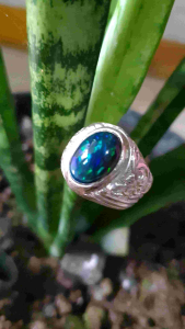 concin kalimaya black opal natural 100% ring perak tebal