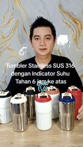 Tumbler Stainless Botol Minum 450 ml Suhu Digital LED Gelas Termos Air Kopi Panas