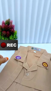 Seragam Sekolah Baju Pramuka SD SMP Penggalang Lengan Panjang Saku Atas Bahan Kain High Twis