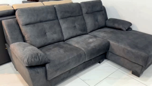 EGO Fabric Pet Friendly L Shape Sofa Anti Cakar / 3 Seater L shape Anti Scratch Sofa Velvet Easy Clean  / Premium Fabric L Sofa / 3 Seater Murah/ Grey/READY STOCK
