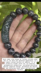 [Jaden]DIY Black Wuji Jade with BlueWater Jadeite Bamboo Charm 11MM 18CM crystals bracelet