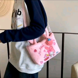 TAS BULU KARAKTER SANRIO TAS BULU  CINAMOROLL TAS BULU ANAK TAS BULU KUROMI TAS ANAK DAN DEWASA TAS BULU TALI PANJANG TAS BULU 2 IN 1 TAS BULU SELEMPANG & BAHU