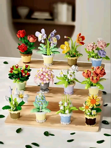 Mainan Blok edukatif anak  DIY Flower Block Zodiak Pot Tanaman Buket Blok Bangunan Mainan Block Bricks Mini Mainan Edukatif Balok mainan kreatif
