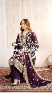 [PRE-ORDER] 2025 AUG GRAND PURPLE WEDDING BOLLYWOOD SUIT WITH SHARARA PANT WITH EMBROIDERY SEQUINS WORK SIZE M TO 2XL ( DELIVERY 10 WORKING DAYS) ETA: 2025-12-30 | PURPLE PARTY WEAR DRESS