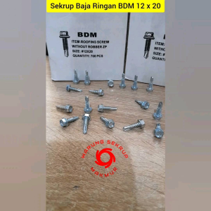 (50 pcs) Sekrup Roofing Putih #12x20 / Baut Baja Ringan 12x3/4" (2CM)