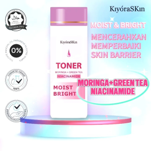 KiyoraSKin TONER Moist Bright - MORINGA + GREEN TEA with NIACINAMIDE | Anti Aging Pembersih Dan Pencerah Wajah 60ml