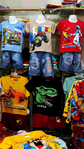 PAKET 6 SETELAN FULL PRINT PANJANG PENDEK SUPER HERO BAJU HARIAN BAJU ANAK MOTIF RANDOM
