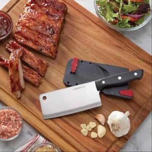 Farberware Edgekeeper Self-Sharpening Triple Riveted Cleaver Knife 6-Inch Black