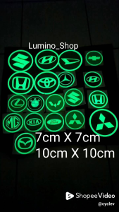 Stiker Emblem LOGO Timbul Luminous Glow in The Dark Neon Green
