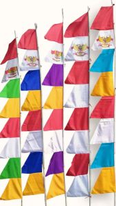 FLAG STORES / ISI 10 BENDERA / UMBUL UMBUL WARNA WARNI 8SEGI GARUDA ZIGZAG WARNA BIRU
