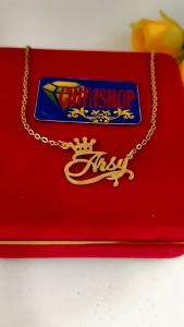 kalung nama titanium liontin  custome elegant lapis emas anti karat 24k