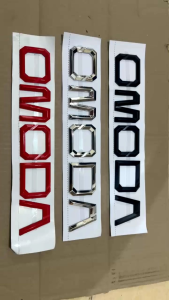 Emblem Logo Kap Mesin OMODA Hitam Merah Chrome