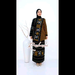 INARA SET Setelan wanita terbaru bawahan rok atasan blus resleting belakang cantik bahan tenun troso setelan kerja