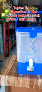 Dispenser plastik air minum besar 21 liter / wadah jual minuman kran / toples kran milk sake / barel / water dispenser / galon kran / tempat es teh sirup / teko kran / botol es