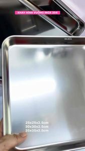 Khay nướng inox hình vuông khay inox 304 chuyên dùng cho bếp nhà hàng. 25/30/35cm