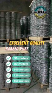 2.0MM/2.2MM/2.5MM thickness 60/80/100/120/160 Meters Iron Barbed Wire Roll Fence Barbed Wire Anti-climb Protect Fence Galvanized Anti-rust Stee Wire PVC barbed wire HOT dipped last long time