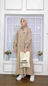 JAS HUJAN WANITA MODEL GAMIS DEWASA TEBAL LENTUR TERBAIK BY ELOK ANTI REMBES