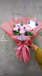 Buket/bouquet bunga mawar isi 6 tangkai untuk ulang tahun/wisuda