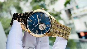 Đồng Hồ Nam Bulova 97A132 Automatic Size 42 Gold Tone Open Heart