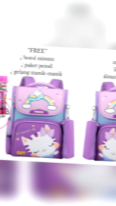 Tas sekolah anak perempuan TK SD model CAT ME free gift botol minum paket pinsil dan gelang manik-manik tas sekolah anak tas anak