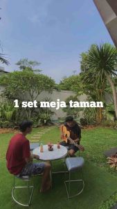 Meja set ruang tamu free 4 kursi bahan stainless stell